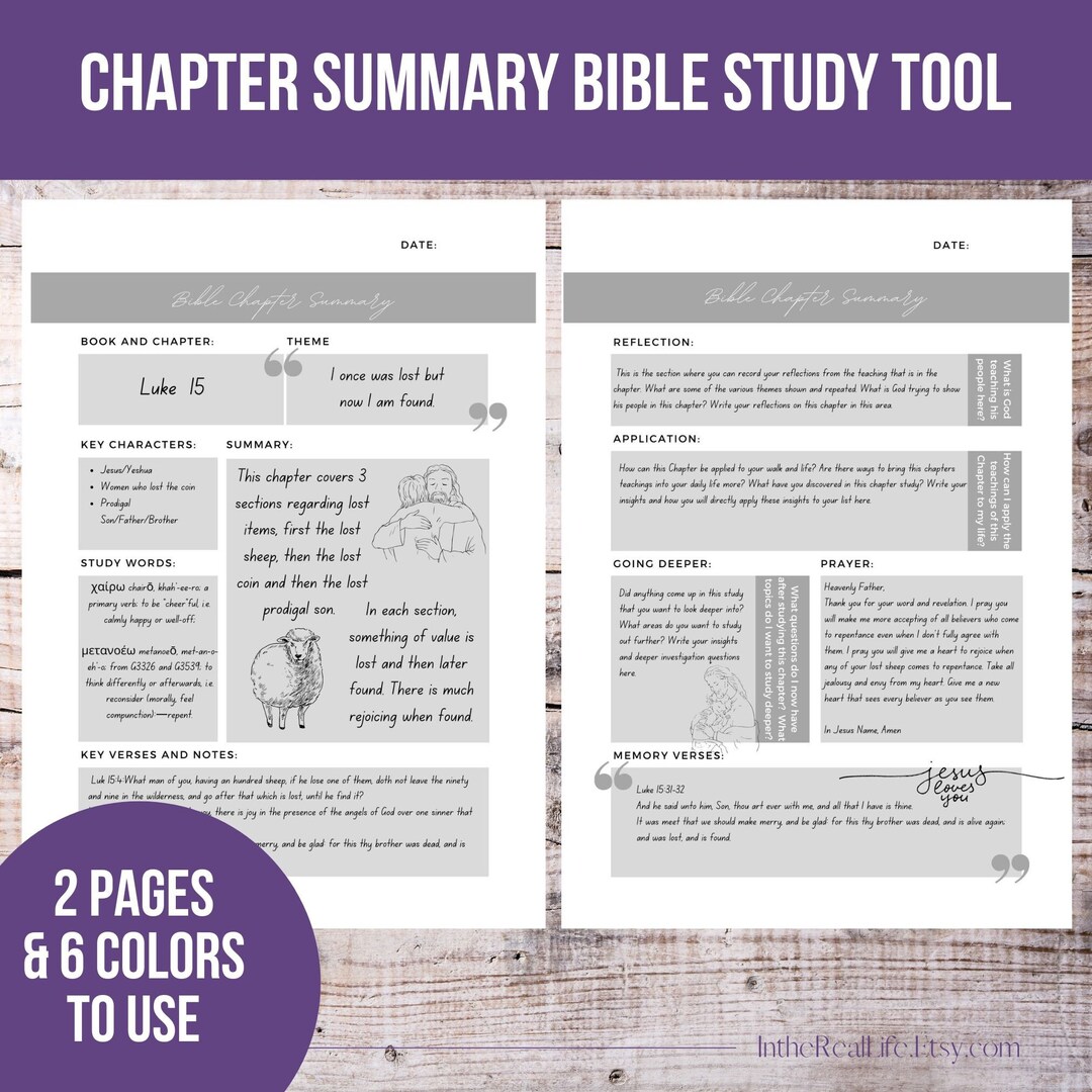 Chapter Summary Bible Study Tool | Scripture Study | Bible Journal ...