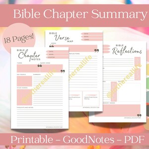 Bible Chapter Summary Template | Bible Study Tool | Bible Summary | Faith Reflection | Bible Notes | GoodNotes | Verse Map | Bible Template