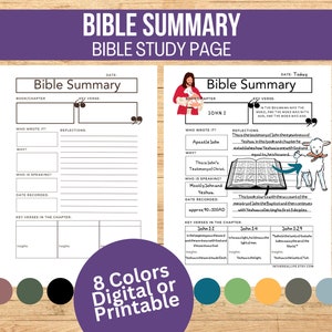 Bible Summary Bible Study Tool | Scripture Study | Bible Journal Planner | Bible Notes | Bible Worksheets | Bible Study Guide | GoodNotes