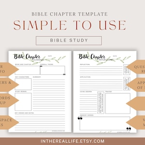 Bible Chapter Summary Template | Bible Study | Bible Template | Bible Summary | Faith Reflection | Bible Notes | GoodNotes | PDF & DIGITAL