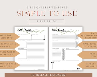 Bible Chapter Summary Template | Bible Study | Bible Template | Bible Summary | Faith Reflection | Bible Notes | GoodNotes | PDF & DIGITAL