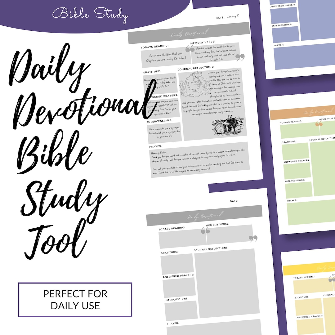 Daily Devotional Bible Study Tool Scripture Study Bible Journal Planner