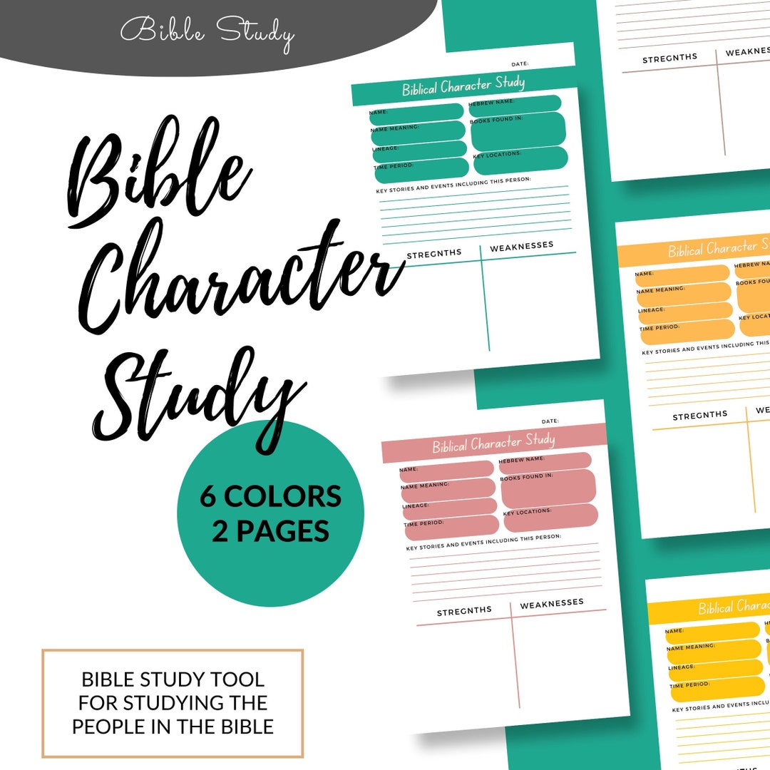 Bible Study Tool Biblical Character Study Bible Journal Planner Bible
