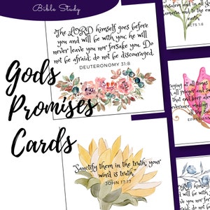 20 Bible Verse Promises | Bible Verse Notecards | Scripture Memorization | Bible journaling | Watercolor Floral | Christian Gift
