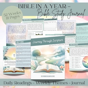 Read the Bible in a Year Bible Study Journal | Bible Study Tool | Bible Journal | Bible Study Notes | GoodNotes | Bible Template Guide