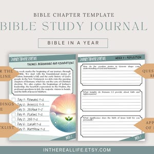 Read the Bible in a Year Bible Study Journal | Bible Study Tool | Bible Journal | Bible Study Notes | GoodNotes | Bible Template Guide