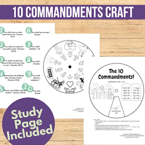Bible Study 10 Commandments | Bible Study Tool | Sunday School Activity |  Bible Study for Kids | Kids Bible Lesson | Wheel | Bible Craft