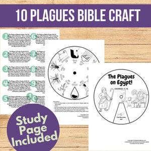 Bible Study 10 Plagues | Passover Bible Study Tool | Sunday School Activity | 10 Plagues Bible Study for Kids | Kids Bible Lesson | Wheel
