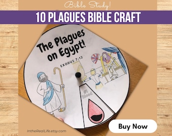 Bible Study 10 Plagues | Passover Bible Study Tool | Sunday School Activity | 10 Plagues Bible Study for Kids | Kids Bible Lesson | Wheel