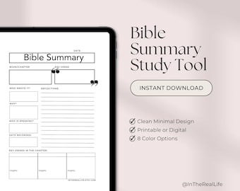 Bible Summary Bible Study Tool | Scripture Study | Bible Journal Planner | Bible Notes | Bible Worksheets | Bible Study Guide | GoodNotes