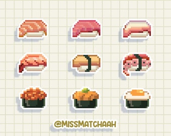 Insignia de píxel Kawaii Nigiri Sushi