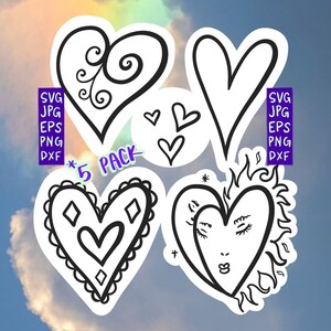 Heart SVG Bundle, Doodle Heart svg, Valentine&#39;s Day svg, Love Heart svg, Hand-drawn Heart svg, Cut files Cricut, Hand drawn heart svg, moon
