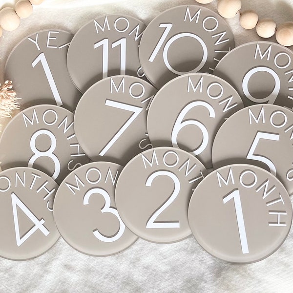 Acrylic Baby Milestones Disc Baby Monthly Milestone CardsBaby Monthly Milestone Markers Baby Monthly Photo Prop Newborn Birth Announcement