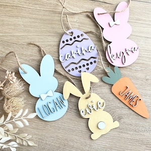 Easter Basket Tag for Kids Easter Basket Easter Decor Tag Custom Name Design Personalized Wooden Basket Label Decor for Rustic Home