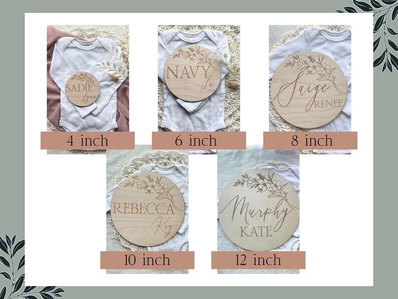 Custom Baby Name Announcement Wooden Round Hospital Sign for Crib Personalized Newborn Sign Circle Photo Prop Engraved Baby Name Plaque zdjęcie 9