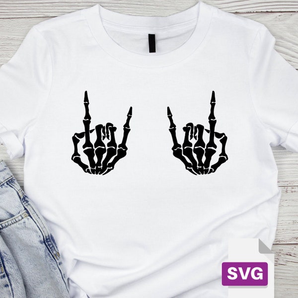 Rock On Skeleton Hands, Rock & Roll, T-Shirt Design, SVG File, Instant Download