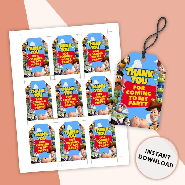 Toy Story Thank You Tags, Toy Story Party, Toy Story Birthday Tags, Printable Birthday Tags, Toy Story, Toy Story Instant Download ~ 451