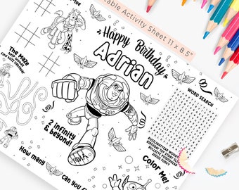 Custom Buzz Lightyear Birthday Activity Sheet: Personalized Toy Story Party (PDF File)