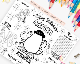 Toy Story Activity page, Toy Story Placemat, Toy Story Birthday, Toy Story Coloring, Toy Story Party, Toy Story ~ 157