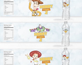 Etiquetas de agua imprimibles de Boho Toy Story, etiquetas de Toy Story, etiquetas de agua imprimibles, fiesta de Toy Story, Toy Story de acuarela ~ 451