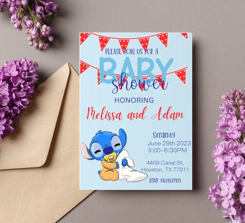 Stitch Baby Shower Invitation I Lilo and Stitch Baby Shower Etsy