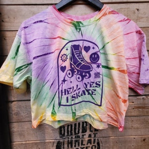 Hell Yes I Skate Tie Dye - Crop T-shirts and Unisex Tees