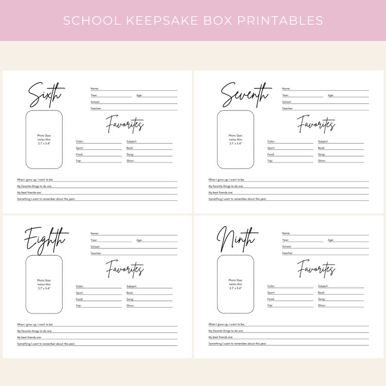 School Keepsake Box Printable Covers | Grades Preschool-12th | School ...