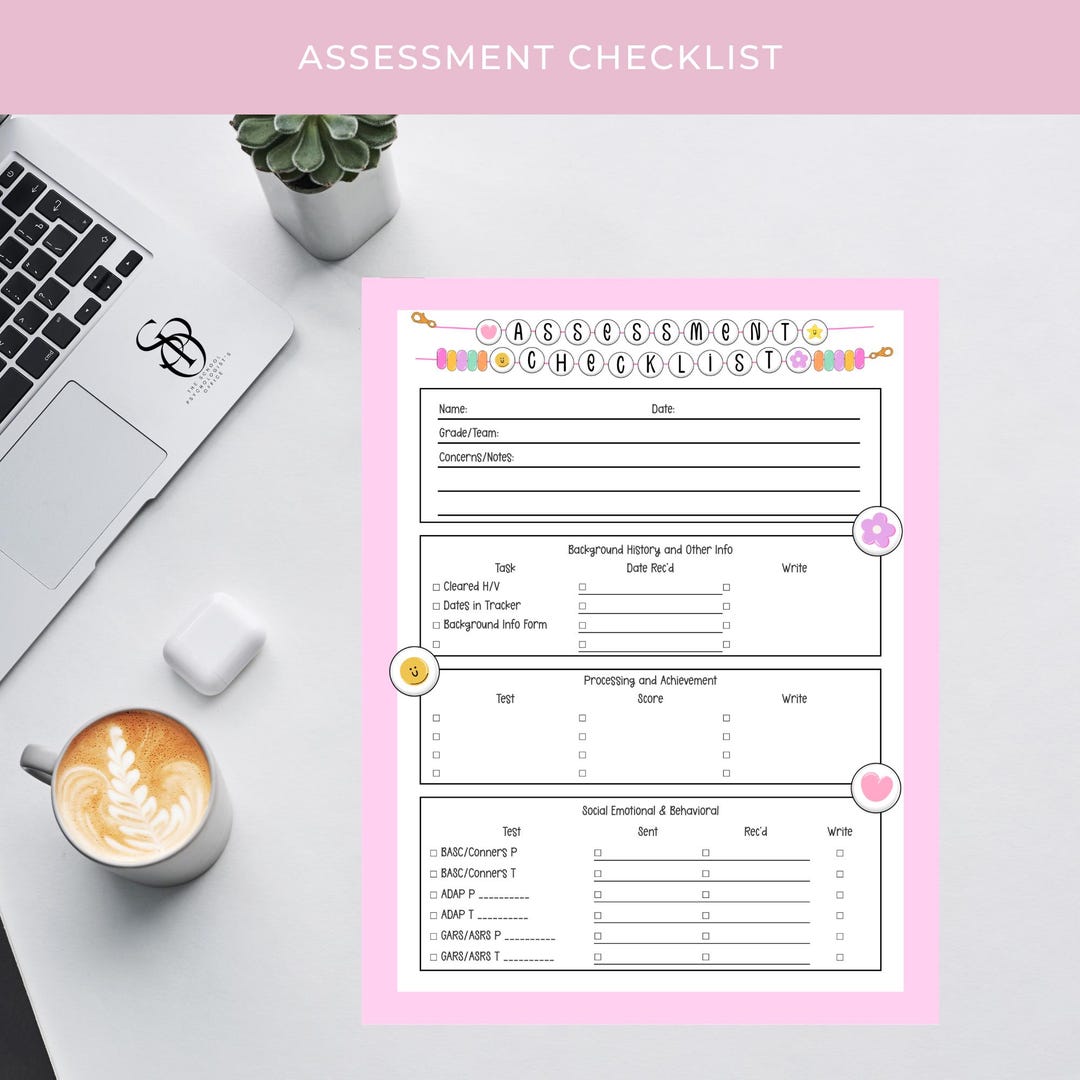 Assessment Checklist for Swiftie Psychs | School Psychologist Forms - Etsy