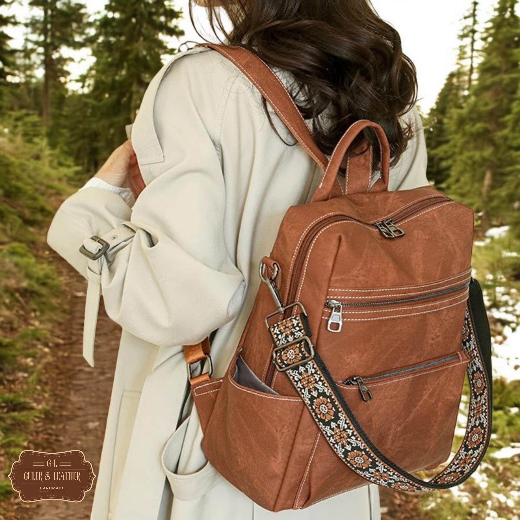 Leder handgemachte rucksack