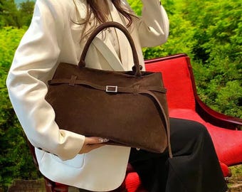 fourre-tout souple en daim | Sac à bandoulière en cuir souple