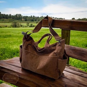 Convient pour les trajets quotidiens en extérieur, sac fourre-tout en velours côtelé, sac fourre-tout en velours côtelé multi-poches simple couleur, sac à dos décontracté de grande capacité
