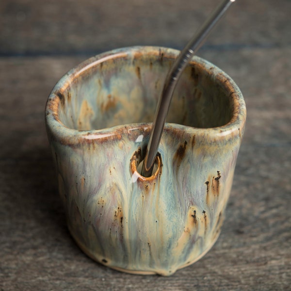 Handmade Ceramic Capri Cup with Straw