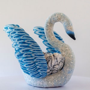 Handmade Marble and Lace Swan Bowl, Ring Dish, Trinket Dish