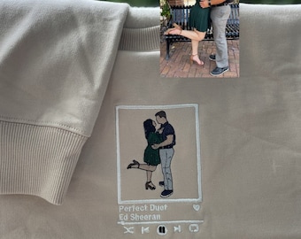 Custom Embroidered Photo Shirt, Music Couple Gift