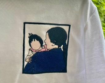 Chemise à capuche brodée, photo sans visage personnalisée, photo de broderie, cadeau pour, chemise brodée personnalisée