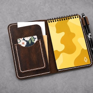 Leather Case Cover For Rocketbook Smart Reusable Notebook Mini Size 3.5 X 5.5 Inch