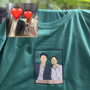 Custom Embroidered t shirt, Embroidery Photo,gift for,custom embroidered shirt,gift for friend,custom photo shirt,custom picture,for couple zdjęcie 4