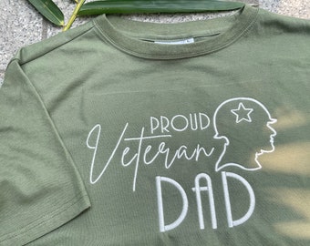 Camiseta veterana, camisa de papá veterano, camisa de veterano bordada, regalo para veterano, camisa militar, padre veterano