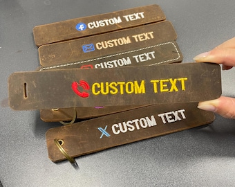 Custom Embroidered Leather Bookmark, Full Grain Page Marker, Reader Accessory