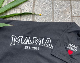 Mama embroidered t shirt,Custom Embroidery Text,gift for,custom embroidered shirt,cotton shirt