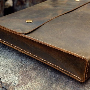 Hand Stitching Personalized vintage leather document holder case folder A4 letter size leather paper file case organizer portfolio