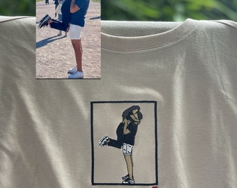 Custom Embroidered Photo T-Shirt, Personalized Couple Gift