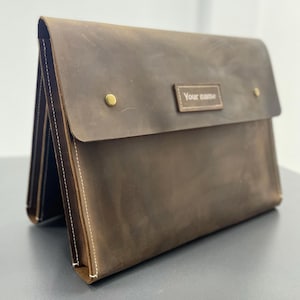 Handstitched Leather A4 Portfolio Bag: 13-inch Laptop Case
