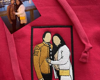 Personalized Photo Embroidered Sweatshirt, Custom Portrait Shirt