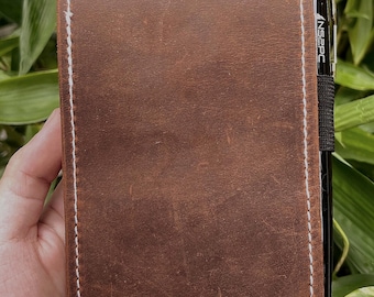 Copertina per blocco note in pelle pieno fiore cucita a mano per Rite in the Rain - 3x5, 4x6, 6x9