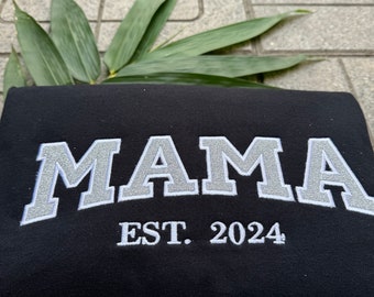 Custom embroidered glitter shirt, Embroider shirt,custom embroider text, glitter embroider, gift for her, Mama embroider shirt-