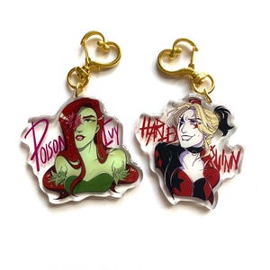 DC Harley/Poison Ivy Keychain - Epoxy-Acrylic, 2.5” Height