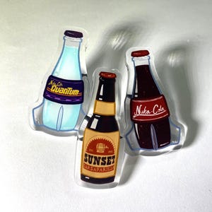 FALLOUT Soda Pins (Individual OR Set) - Acrylic, Front Side Epoxy, 2” Height