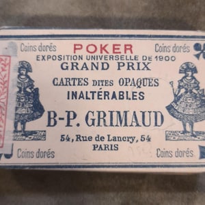 JUEGO de 53 CARTAS B-P. GRIMAUD. Exposición Universal de Paris 1900. Nunca abierto.