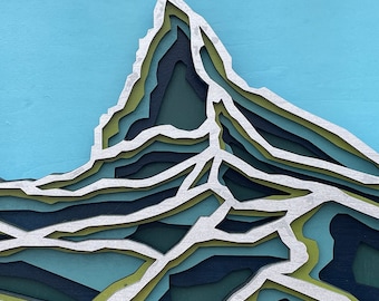 Matterhorn Wood Mandala Wall Art, Multi Layer Laser Cut Basswood Mountain Sculpture, Alpine Cabin Decor, Skier Hiker Housewarming Gift
